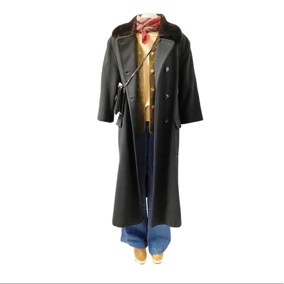 VINTAGE - LONG DOUBLE BREASTED WOOL COAT - Picture 3 of 8